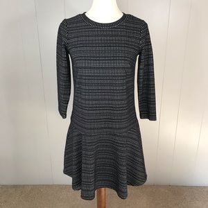 LOFT 3/4 sleeve black and white dress